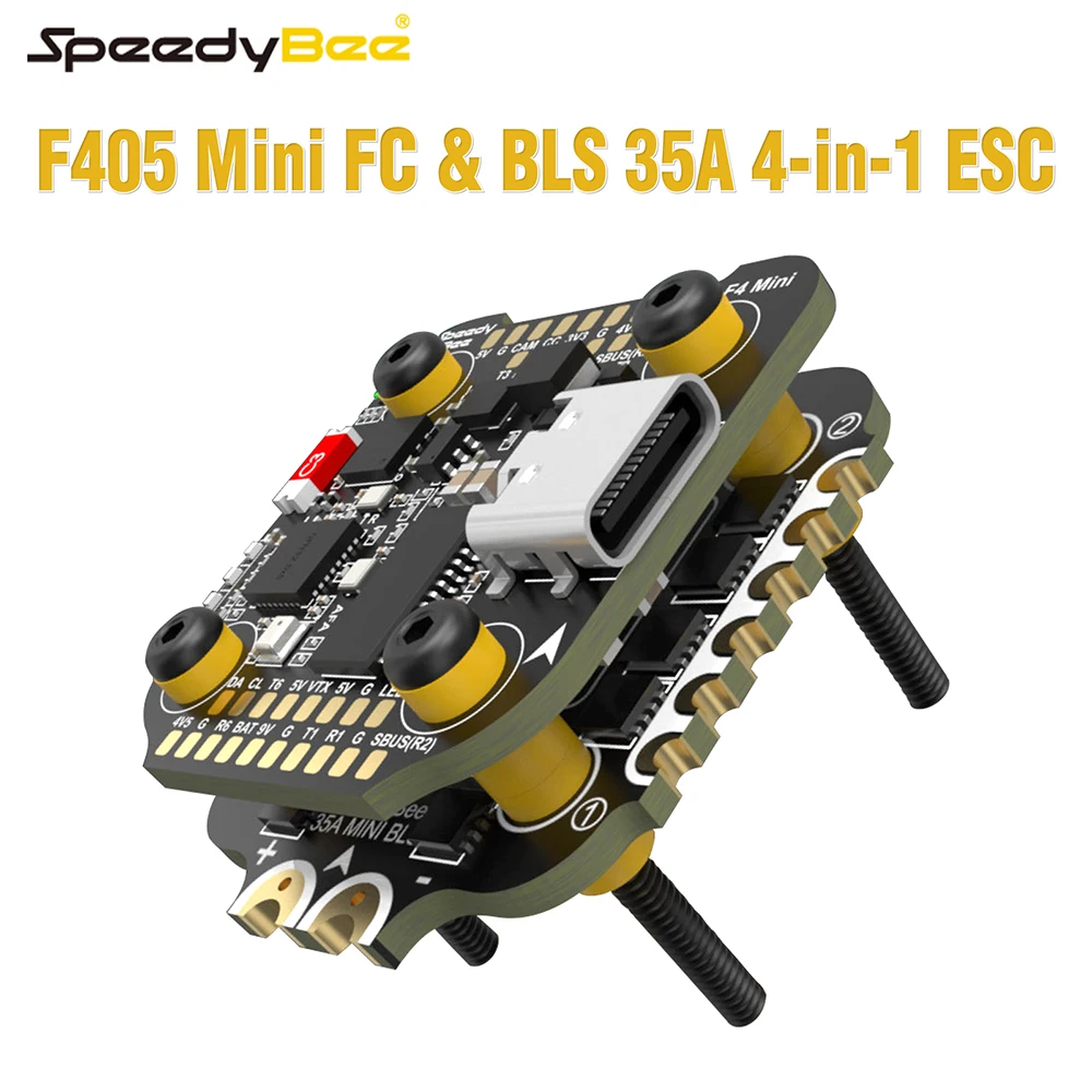 

SpeedyBee F405 Mini Stack Flight Controller FC BLS 35A V2 3-6S 20x20 4-in-1 ESC Dual BECs for RC FPV Racing Drone