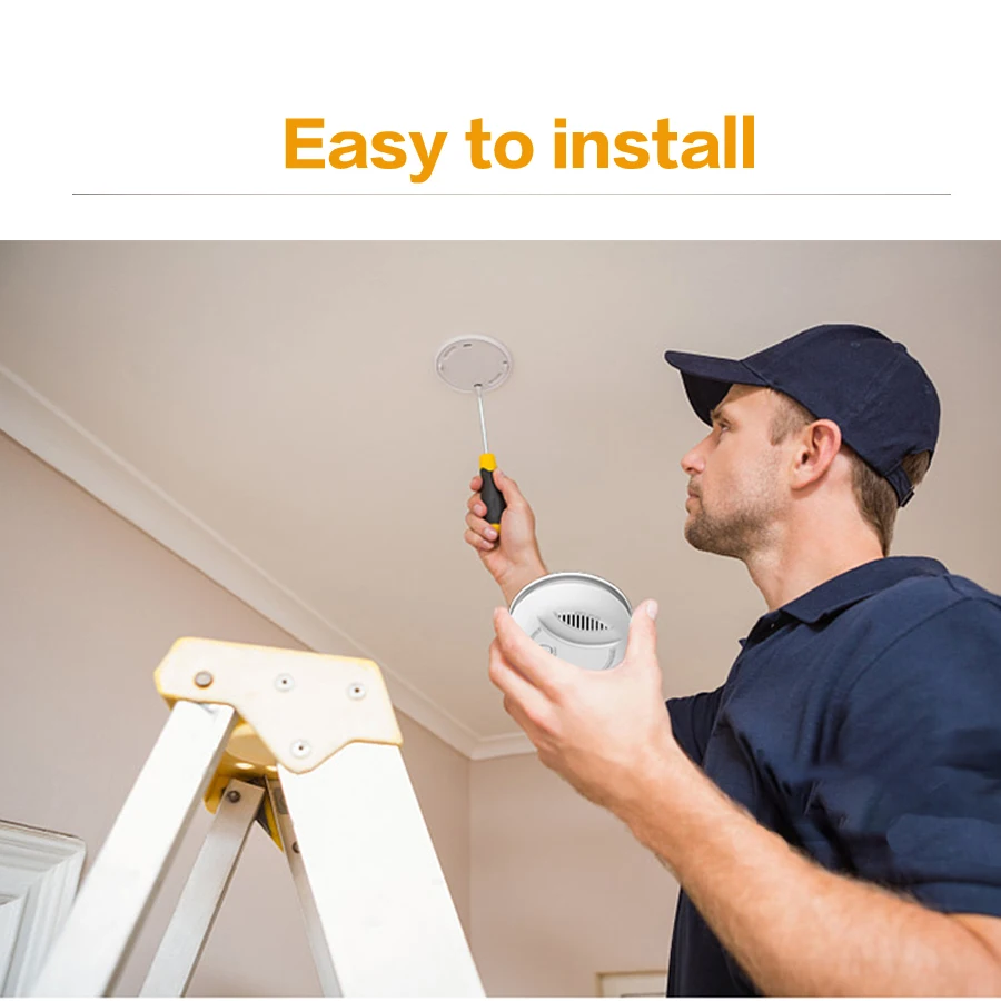 Rilevatore di fumo Fotoelettrico a batteria 85dB Allarme forte Indicatore LED Pulsante di prova Montaggio a soffitto per allarme di fumo domestico