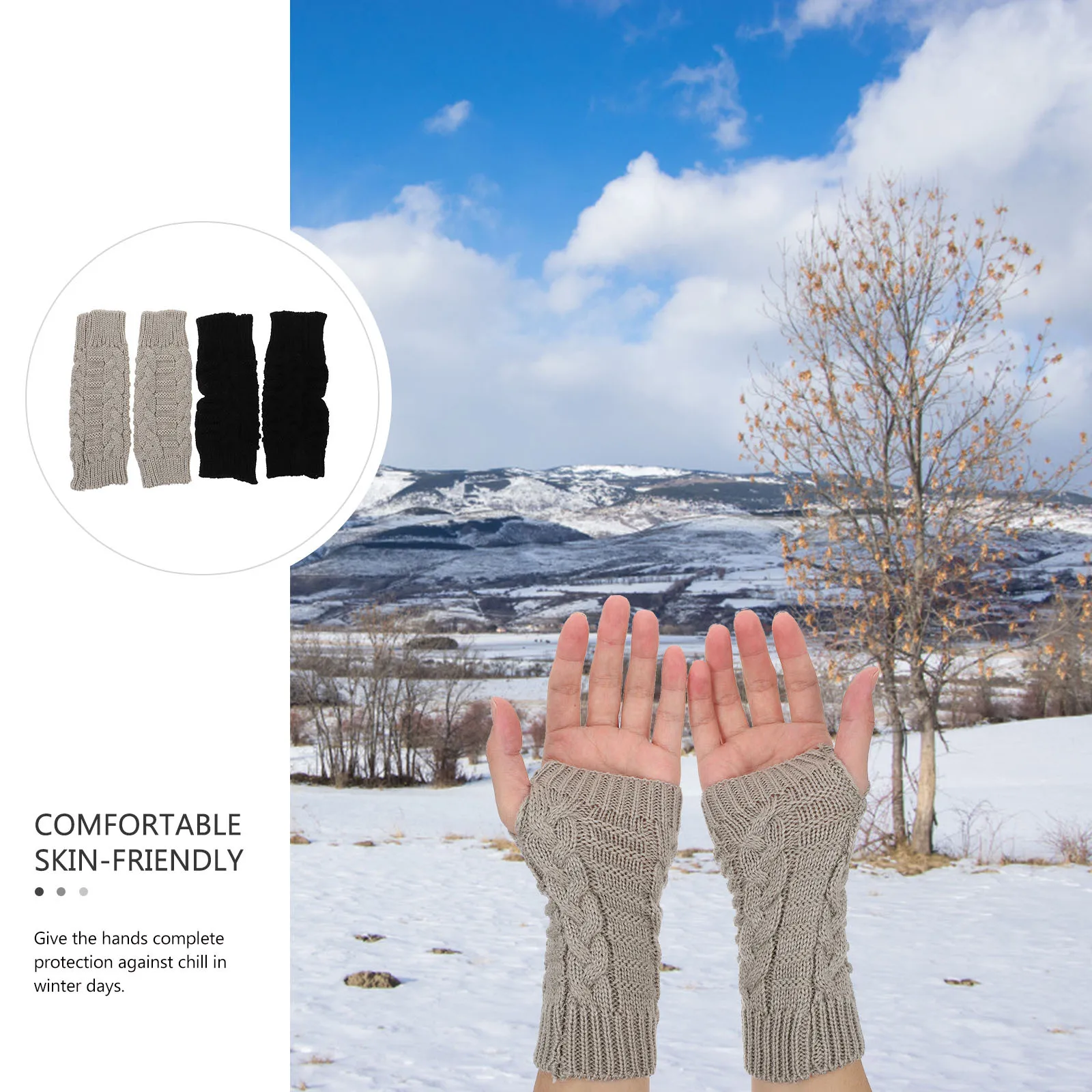 

2 пары прочных практичных перчаток с полупальцами, функциональный дизайн, катание на лыжах, альпинизм, зимние женские антихолодные перчатки