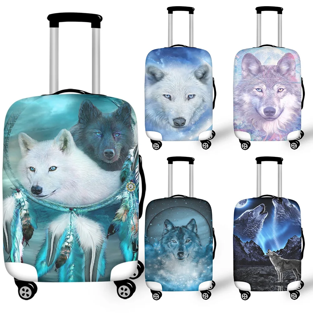 

Blcak Wolf Luggage Cover Travel Protector Suitcase Covers Washable Luggage Cases Fit 18-32 Inch Baggage Case Travel Accessories