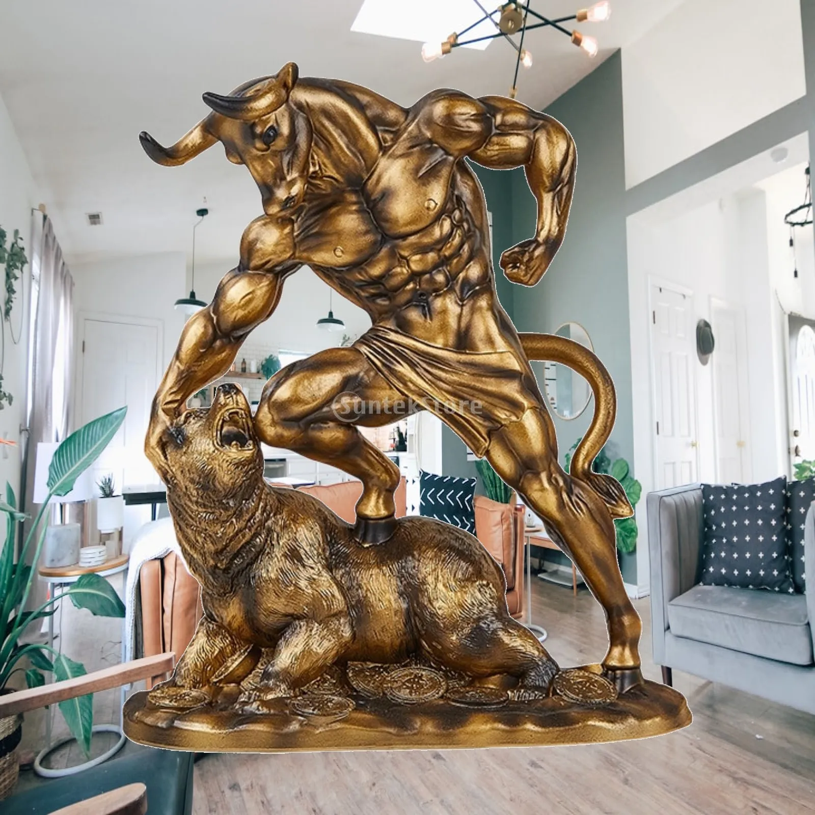 Statue Prosperity Sculpture Ornament Resin Figurine Desktop Decor for Traders Men Investors Financial Broker