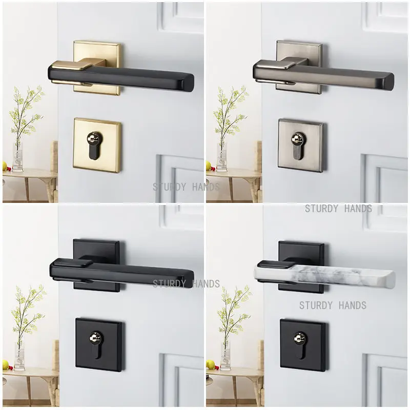 Aluminum alloy silent door lock, household light luxury indoor wooden door split door handle lockset