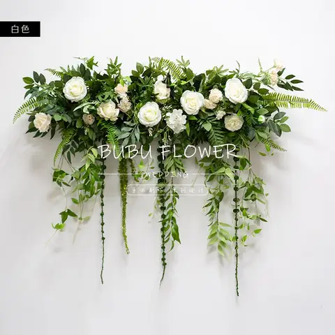 100CM DIY Wedding Flower Wall Arrangement Supplies Rose Green Plant Artificial Flower Row Decoration Wedding Iron Arch