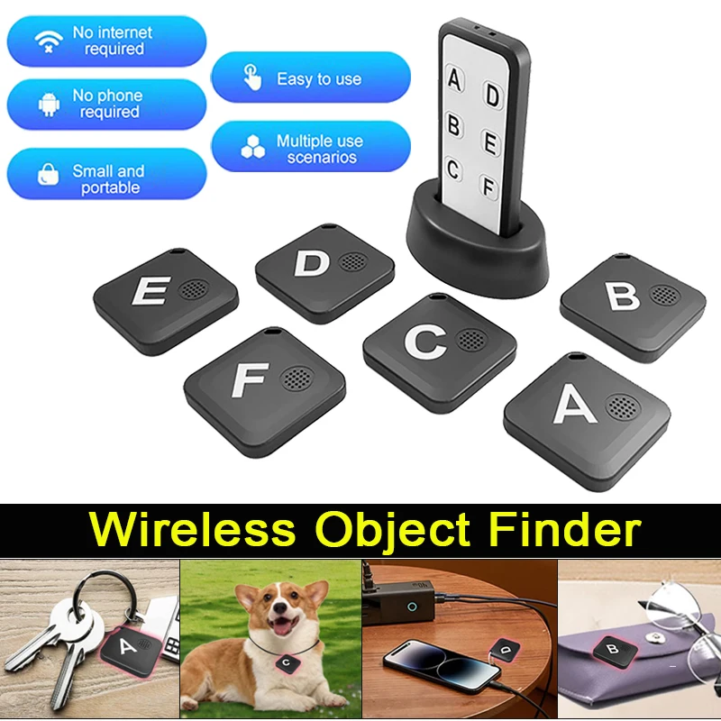 

1 IN 6 Wireless Object Finder Anti Lost Tracking Device Indoor Living Room Item Tracker Pet Tracker Key Wallet Pet Luggage