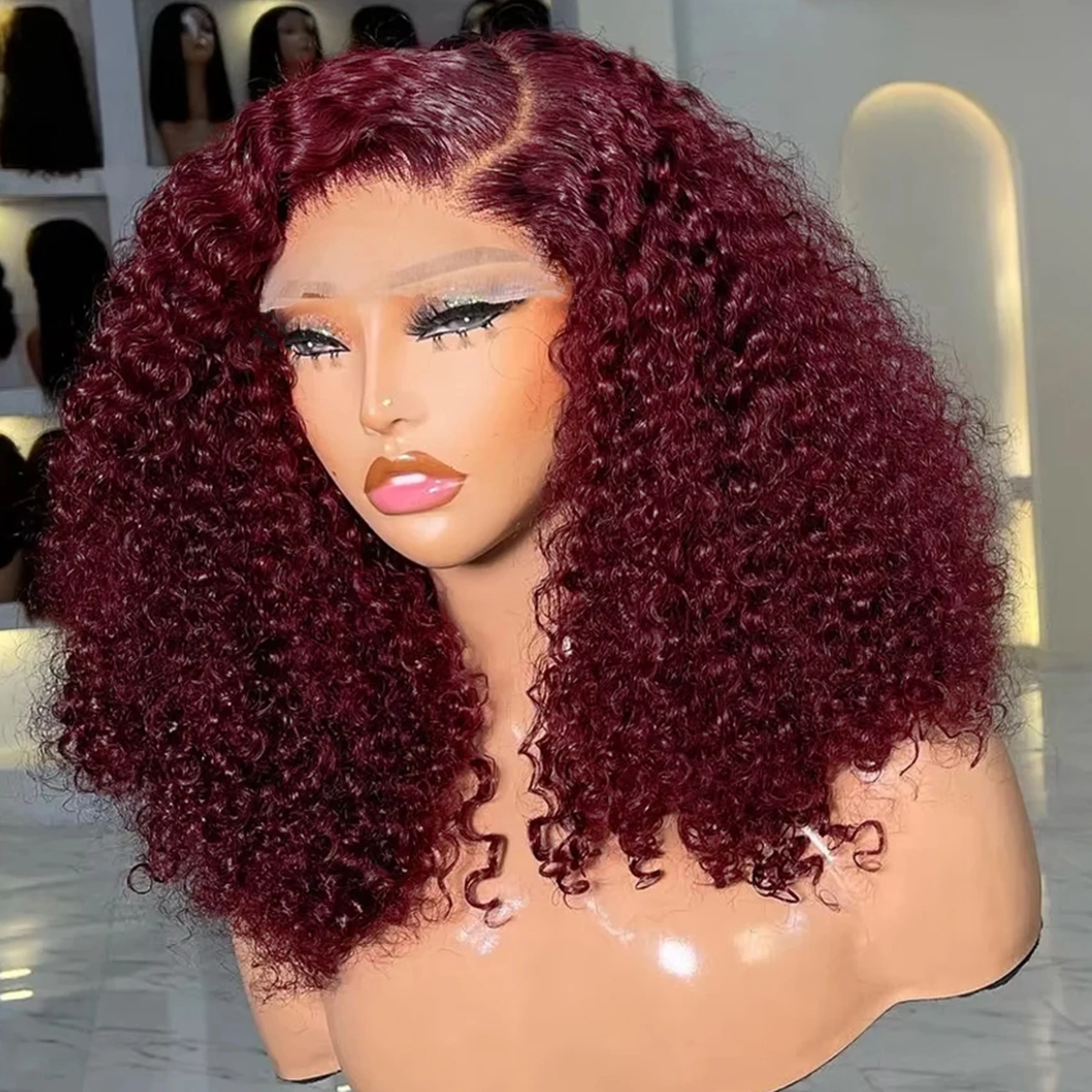 

Water Wave 13x4 Lace Frontal Human Hair Wig Ombre Blonde 99J Burgundy Brown Ginger Human Hair Wig Short Bob Remy Curly Wigs 200%