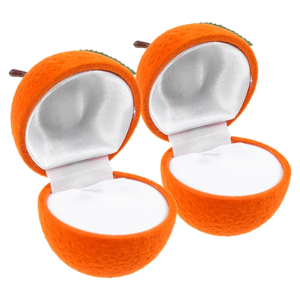 

2Pcs Mini Fruit Jewelry Box Realistic Orange Shape for Necklaces Earrings Rings Versatile Convenient Decorative Home Accessory