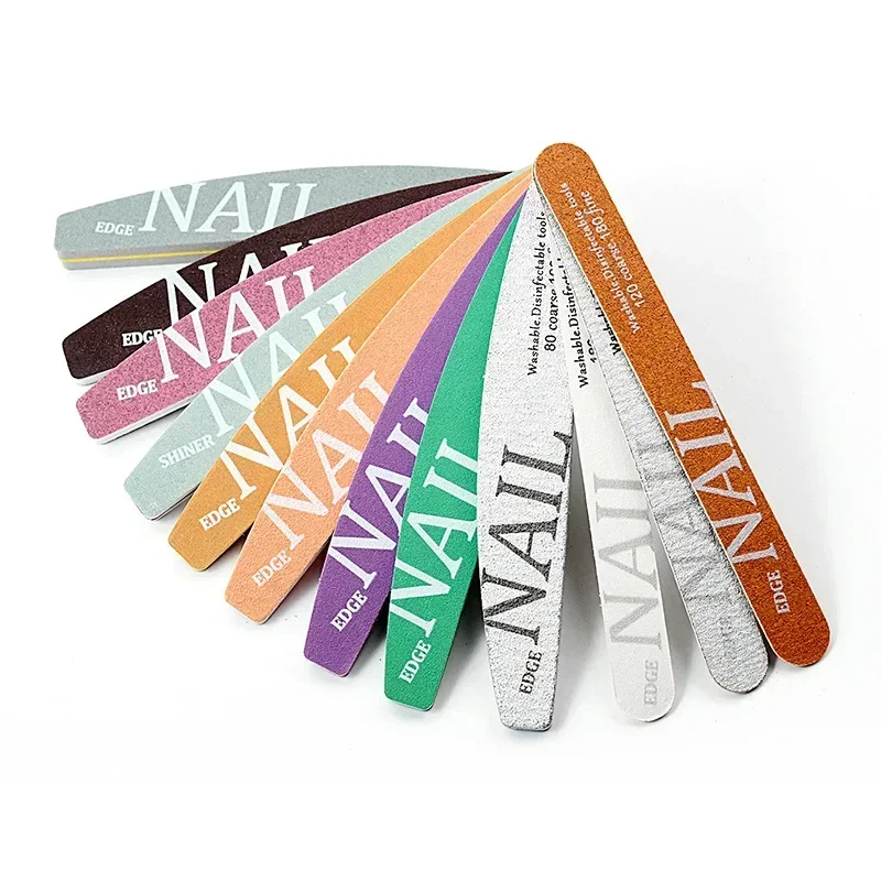 12-5 قطعة ملف الأظافر 80/100 حصى المهنية مانيكير الصنفرة إهاب مزيل هلام تلميع الملفات الأظافر المخازن المؤقتة مسمار أداة فنية