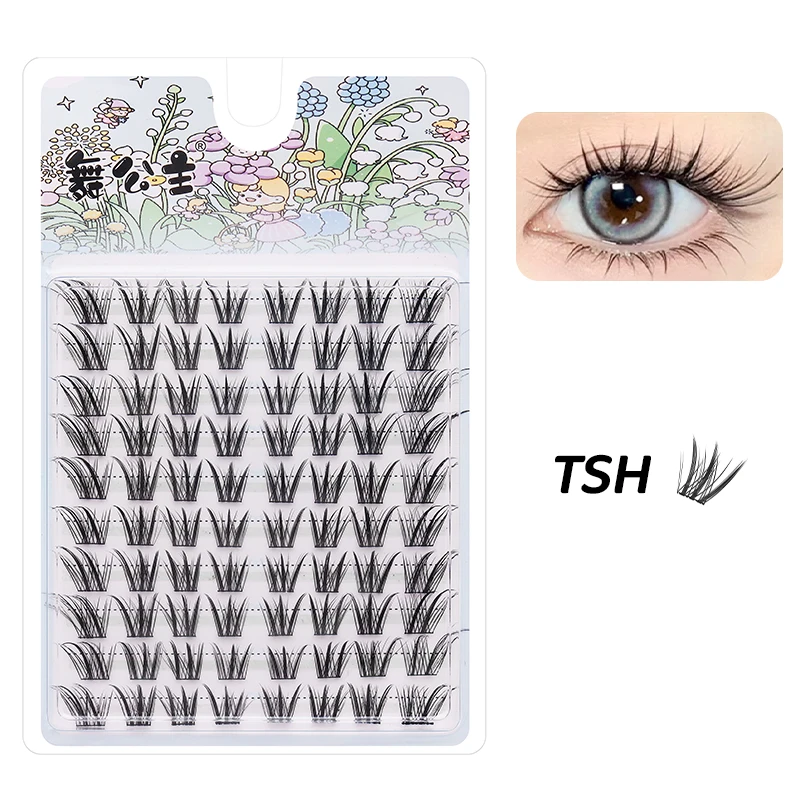 DINGSEN 10 Reihen Natürliche DIY Wimpernbüschel Einzelne Wimpern Anime Falsche Wimpernbüschel Handgefertigte Wimpernverlängerungs-Sets – Detail 26