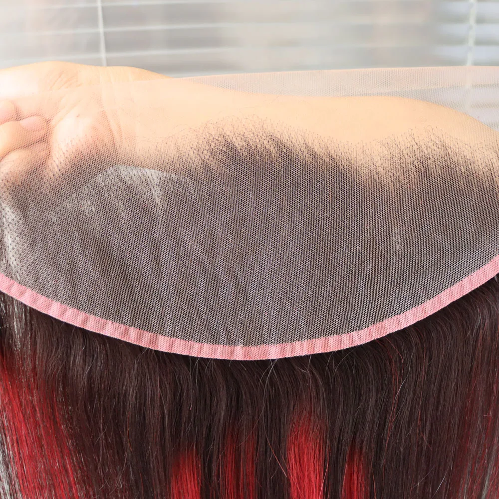 الجملة البرازيلي البيانو أومبير تسليط الضوء على 1b الأحمر إغلاق أمامي 4x4 5x5 13x4 13x6 عذراء ريمي الشعر البشري الدانتيل إغلاق أمامي