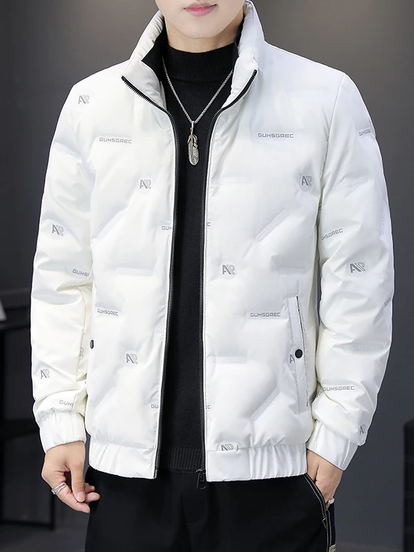 

Winter New Faionable Casual Cotton Jaet Men's Stand Collar Warm Versatile Sli Trendy Top Youth Polyester Fiber Long S...