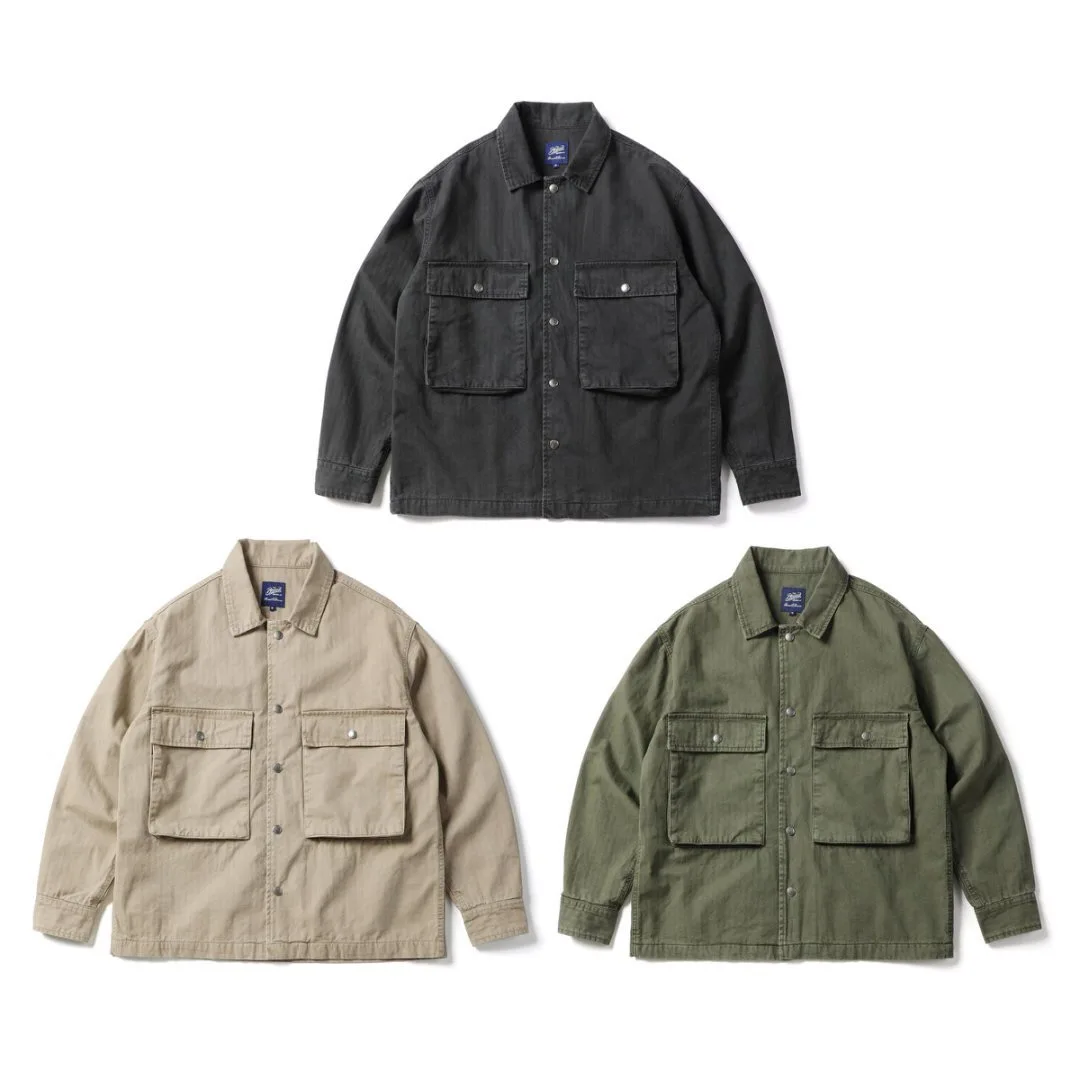 

Waed Vintage Workwear Jaet Men's Loose Casual Autumn Winter New Sle Retro ket Detail Trendy Top Long Sve Flip Collar