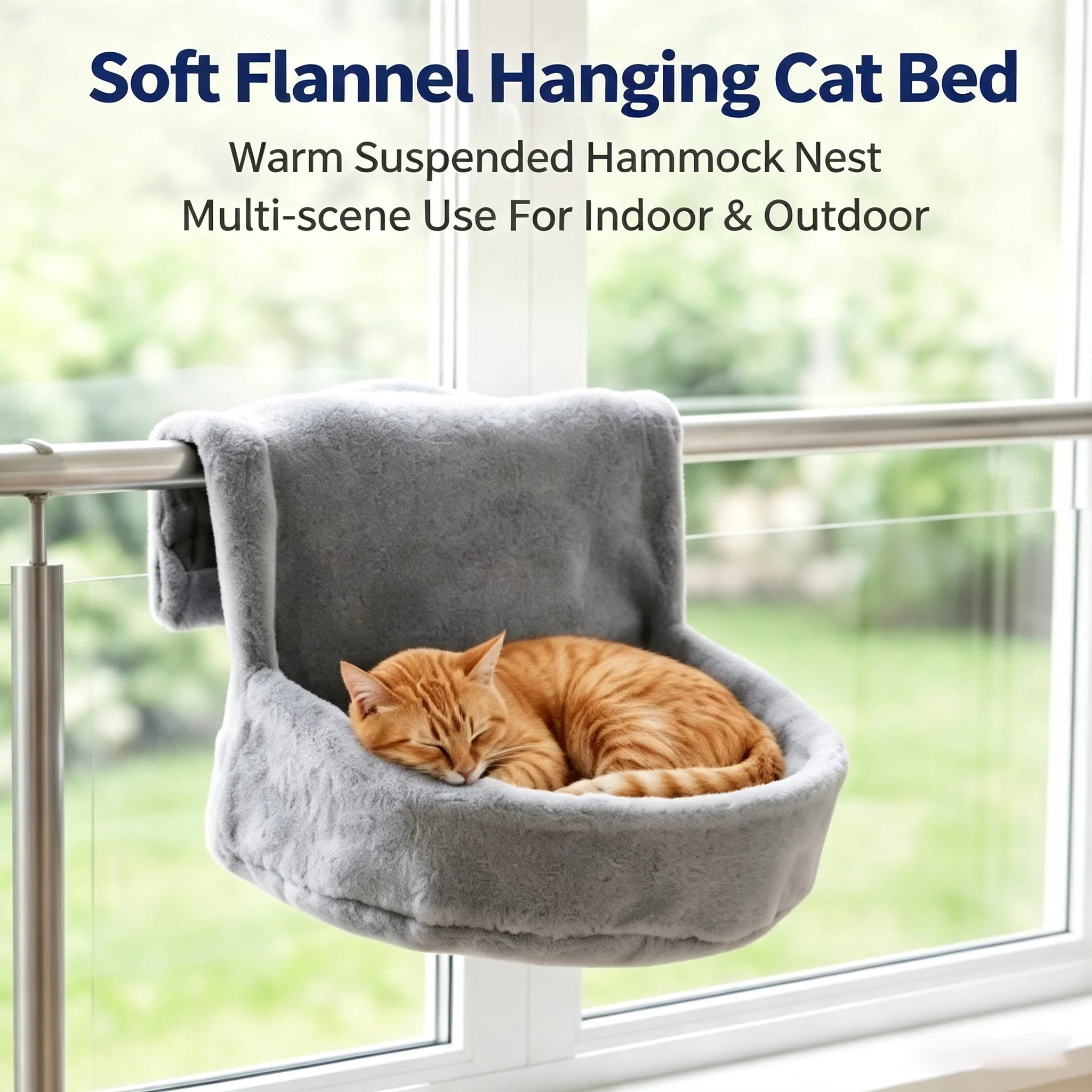 Soft Flannel Hanging Cat Bed Warm Suspended Hammock Nest Multi-scene Use For Radiator Balcony Railing Indoor Pet Rest Bed