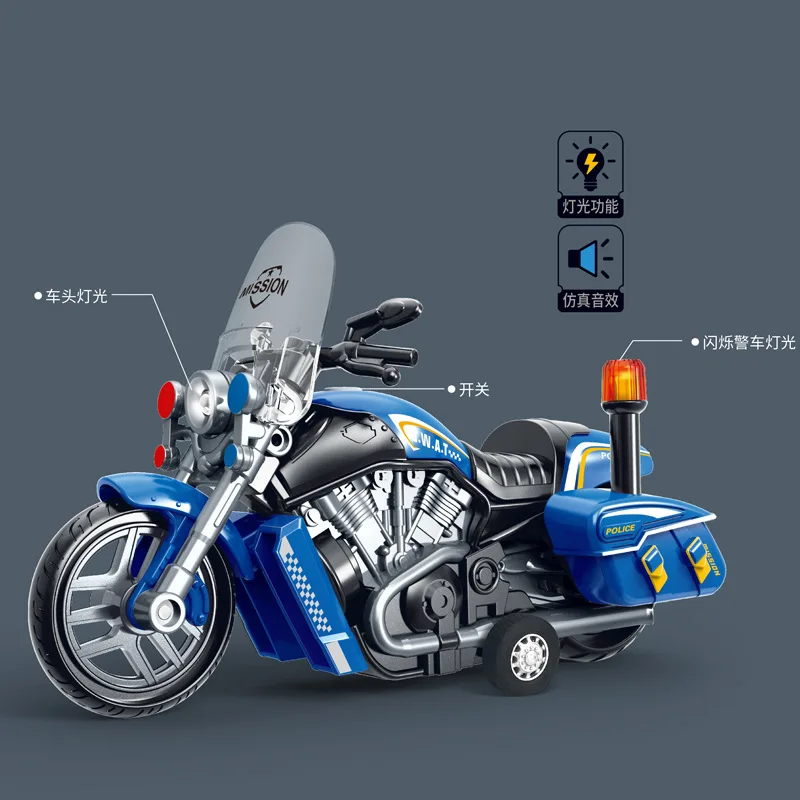 Boys Inertia Car Toys Creative Police Patrol Car With Music Lights Simulation Police Motorcycle Model Children's Birthday Gift