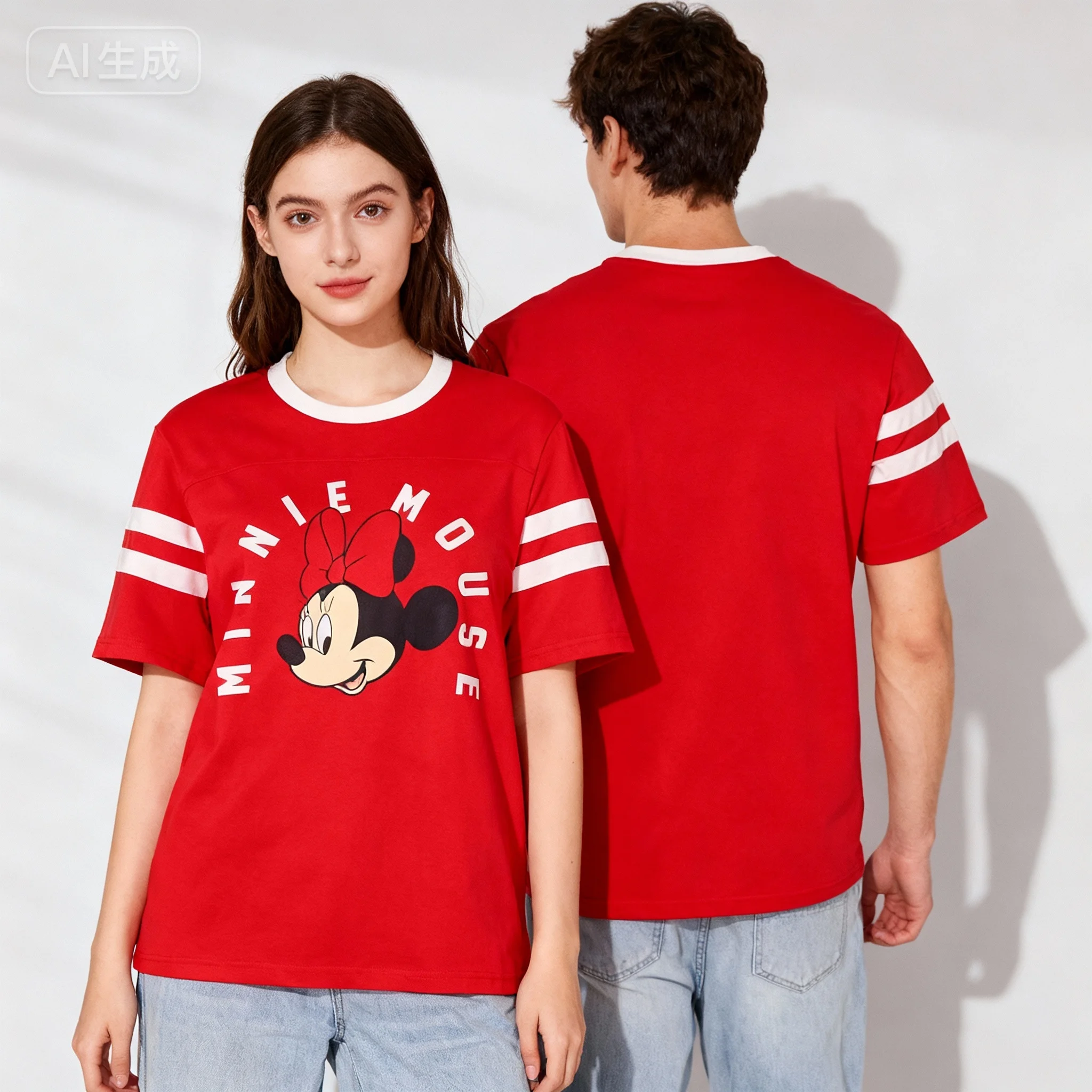 

Летняя футболка из серии Disney с Микки Маусом, уличная футболка оверсайз, популярная модная футболка для женщин, взрослых и детей