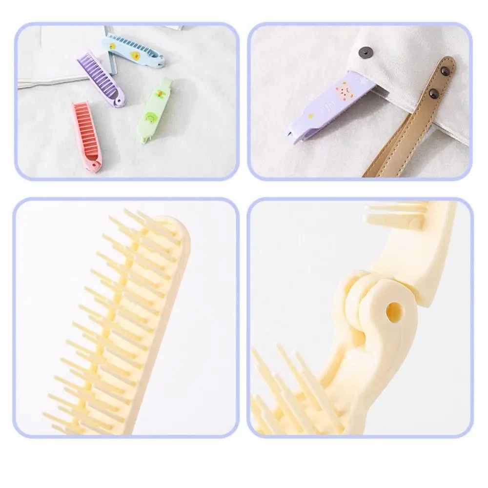 Hair Styling Tools Cute Cartoon Folding Hair Comb Mini Anti-Static Fine-toothed Comb Portable Dual Use Bangs Combs Students