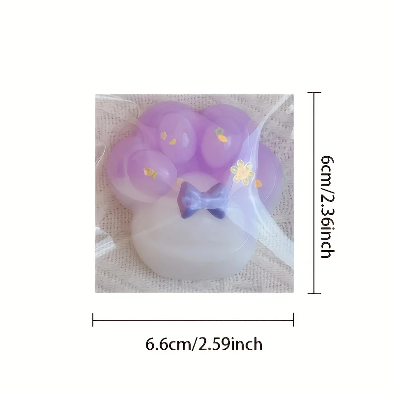 Dopamin-Macaron-Serie, Kunstharz-Ton-Katzenpfoten-Quetschspielzeug mit Blumenschleifen – Pastellfarben (Lavendel, Gelb, Rosa, Blau, Weiß) f