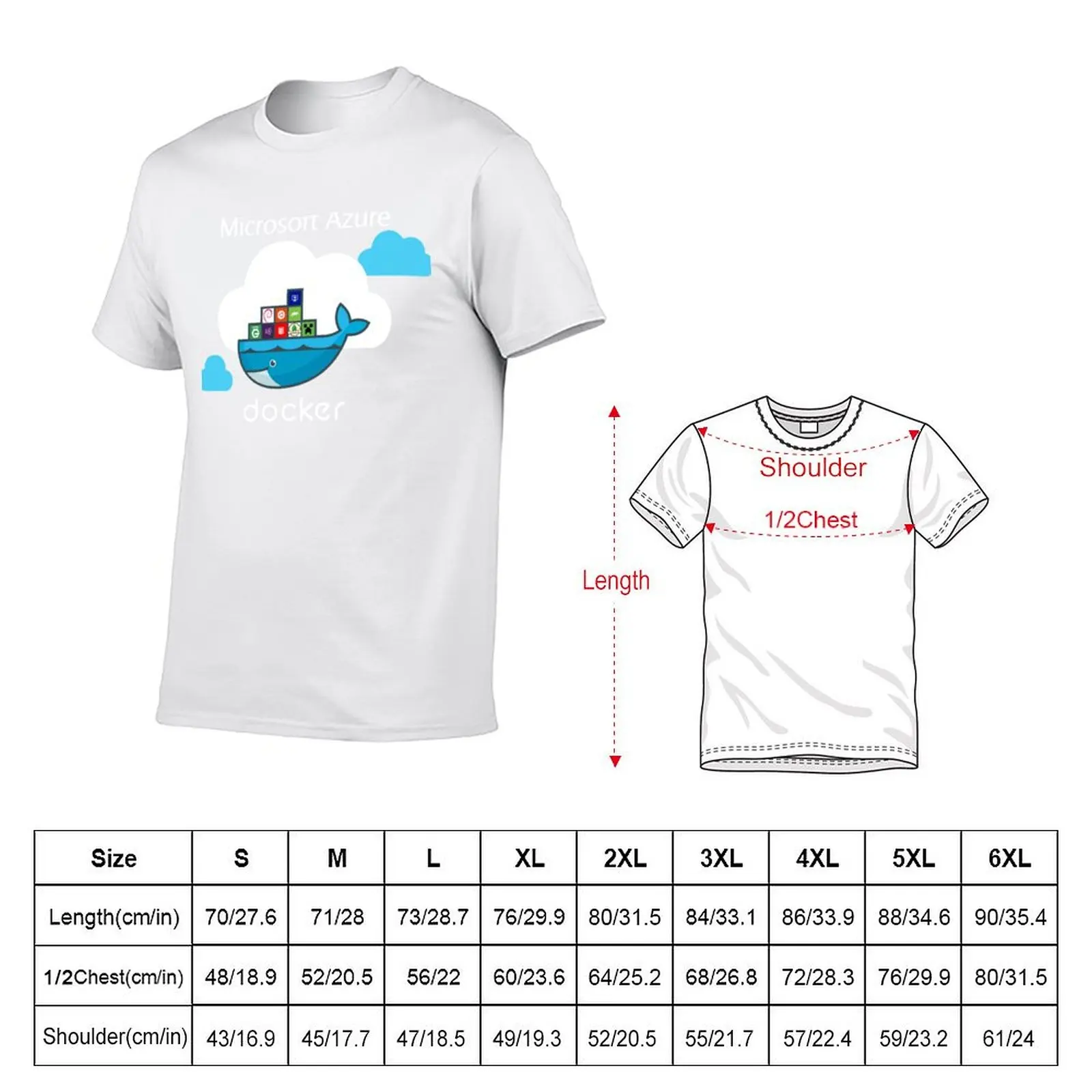 تي شيرت Docker on Azure تي شيرت مضحك تي شيرت قطني للرجال تي شيرت بقصة ضيقة