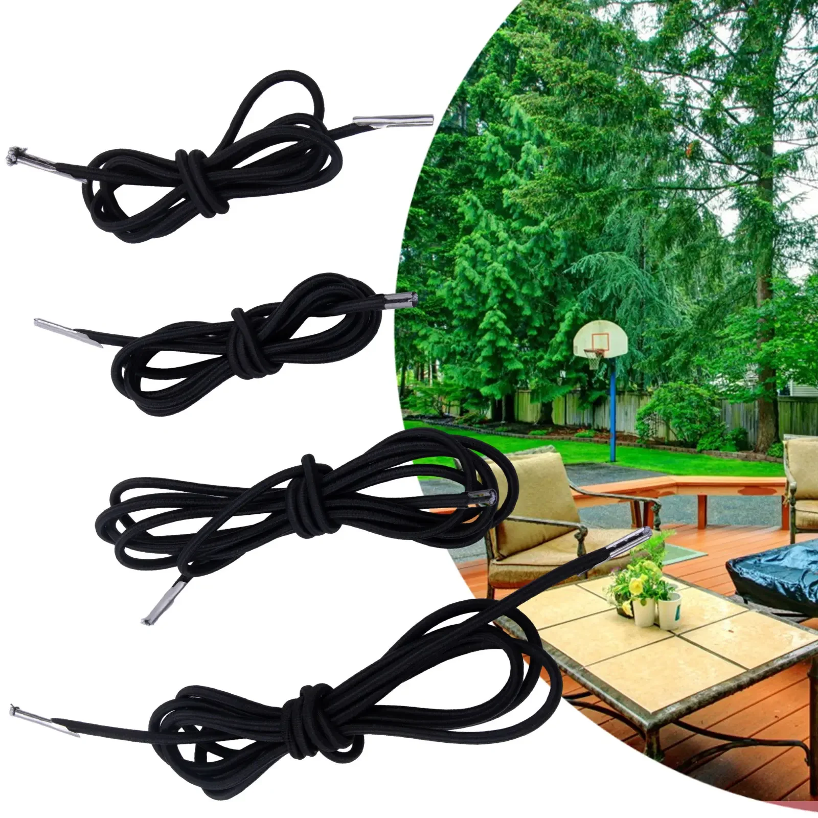 

Brand New Ropes Replacement Elastic Cord Ropes Oxford 4pcs Black Dichotomanthes Rope For Reclining Garden Chairs