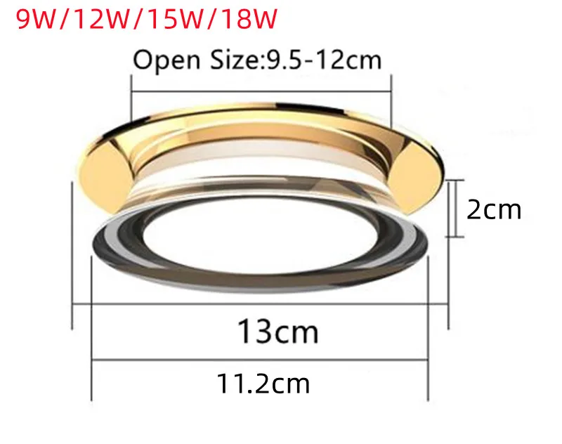 Crystal LED downlight 9W 12W 15W  Dimmable Spot Light AC220V 110V 3 Color Changeable Recessed Ceiling Lamp For Home Illumination