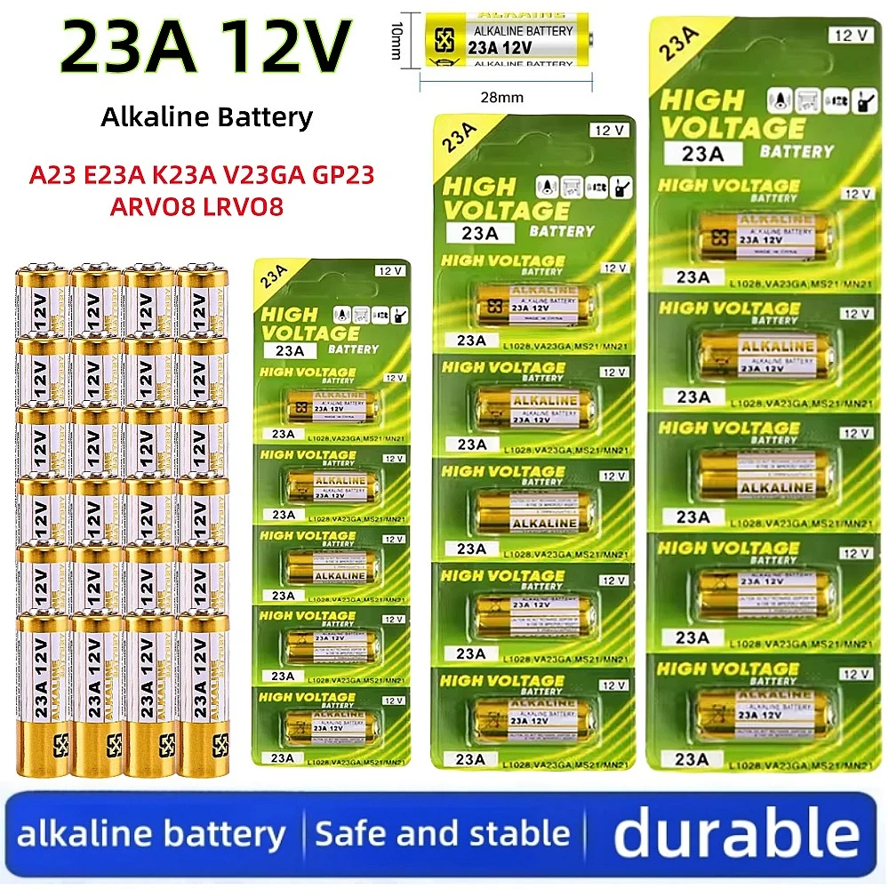 5-50 قطعة 23A 12V A23 بطارية قلوية 23GA A23S E23A EL12 MN21 V23GA GP23A LRV08 لجرس الباب التحكم عن بعد لعبة كهربائية #1