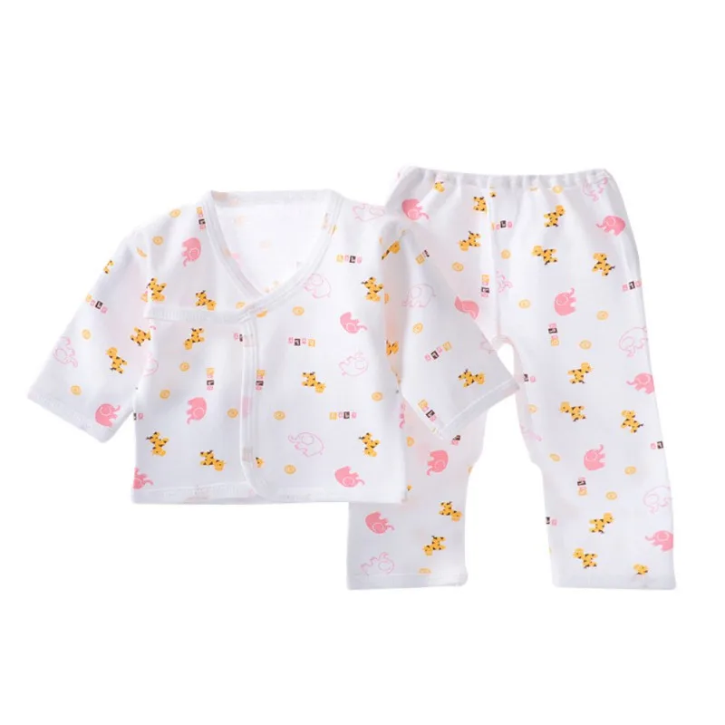 Newborn Boys Girls Pajama Cute Cartoon Animal Print Cotton Soft 2-Piece Baby Pajamas Long Sleeve Infant Home Sleepwear 0-3Months