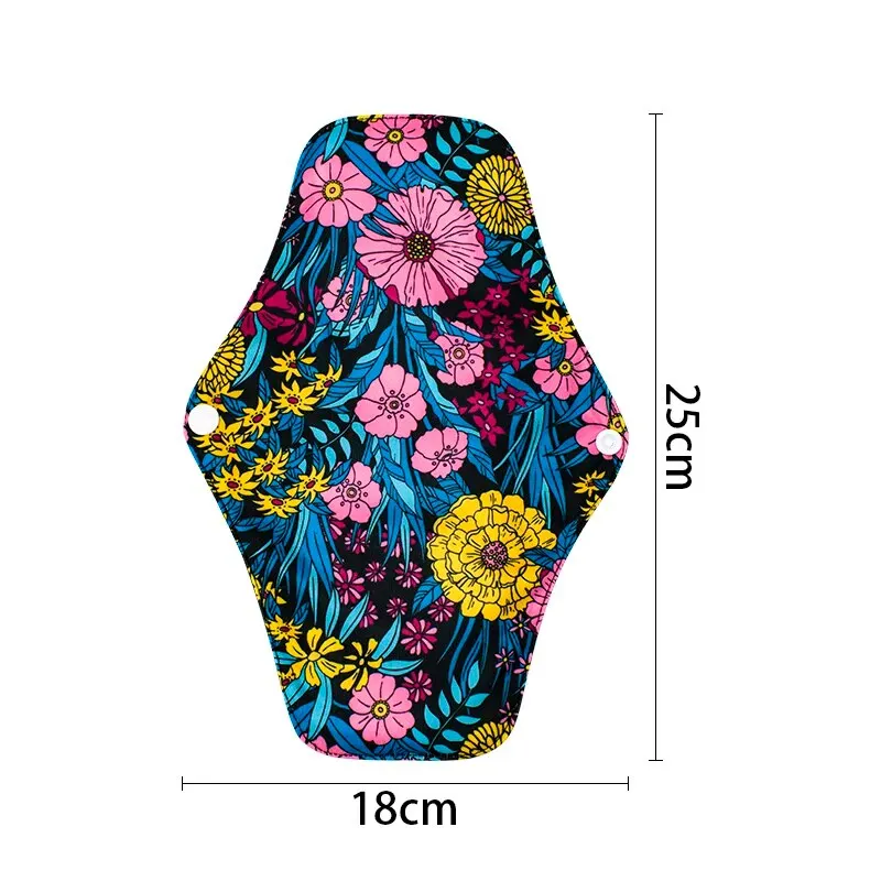 5PCs Washable Sanitary Pads AWJ Cloth Pads Reusable Serviette Hygienique Nice Print Women Menstrual Pads Heavy Flow Random Color