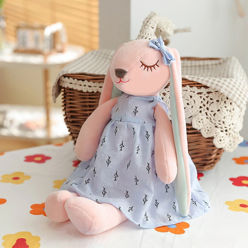 35cm Easter baby rabbit figurine, pink and blue, An'an Rabbit children's gift soothing doll, plush toy with super soft fur.