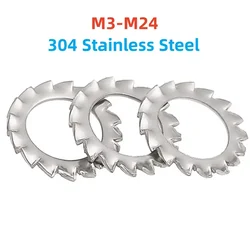 M3 M4 M5 M6 M8 M10 M12-M24 304 Stainless Steel External Toothed Lock Washer Lock Washers