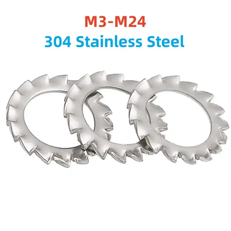 M3 M4 M5 M6 M8 M10 M12-M24 304 Stainless Steel External Toothed Lock Washer Lock Washers