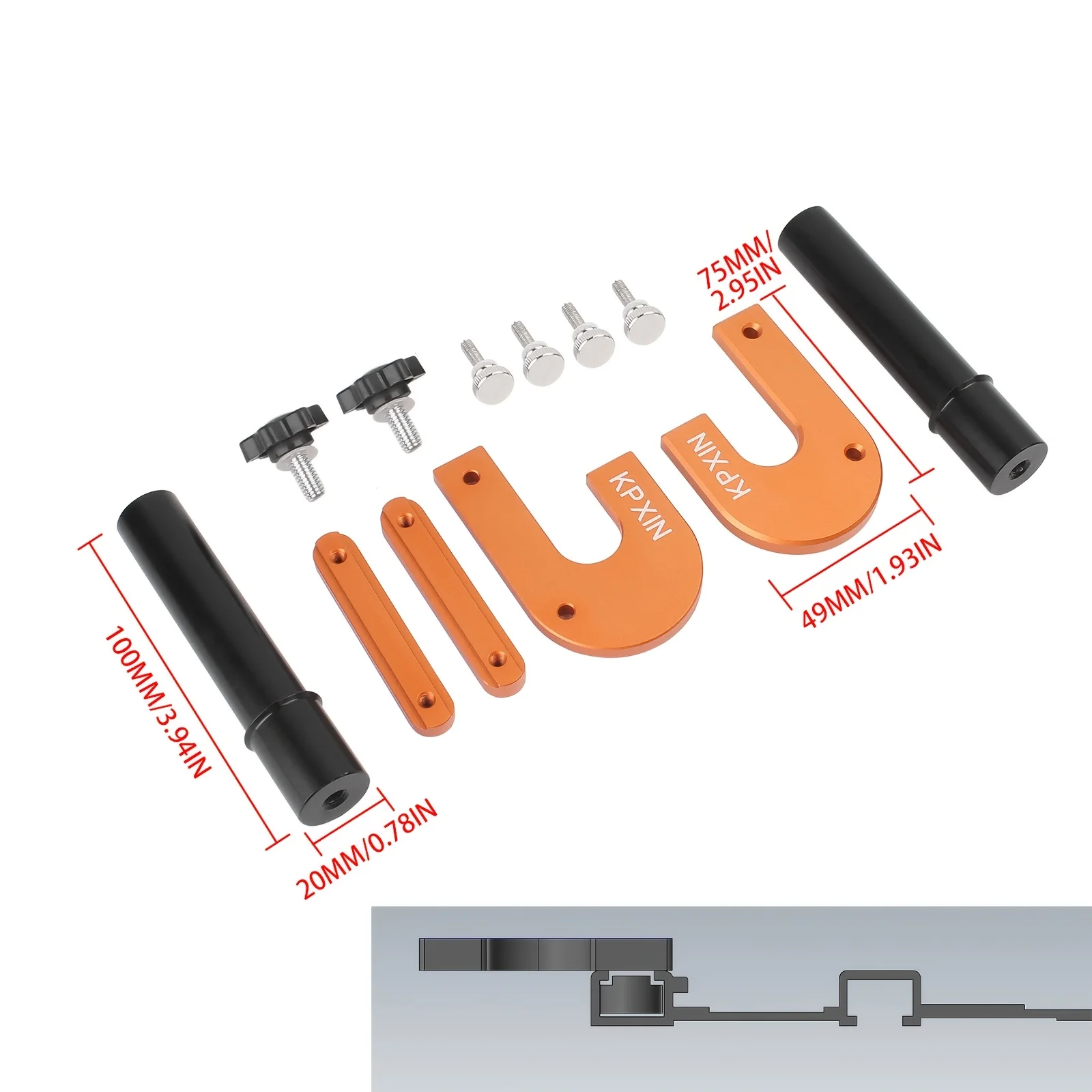 2 Paar 20-mm-Werkbank-Hundestopps, Werkbank-Stoppschnurhalterungen für Führungsschienen von Holzbearbeitungs-Kappsägen für längere Schnitte mit Kappsägen – Detail 4