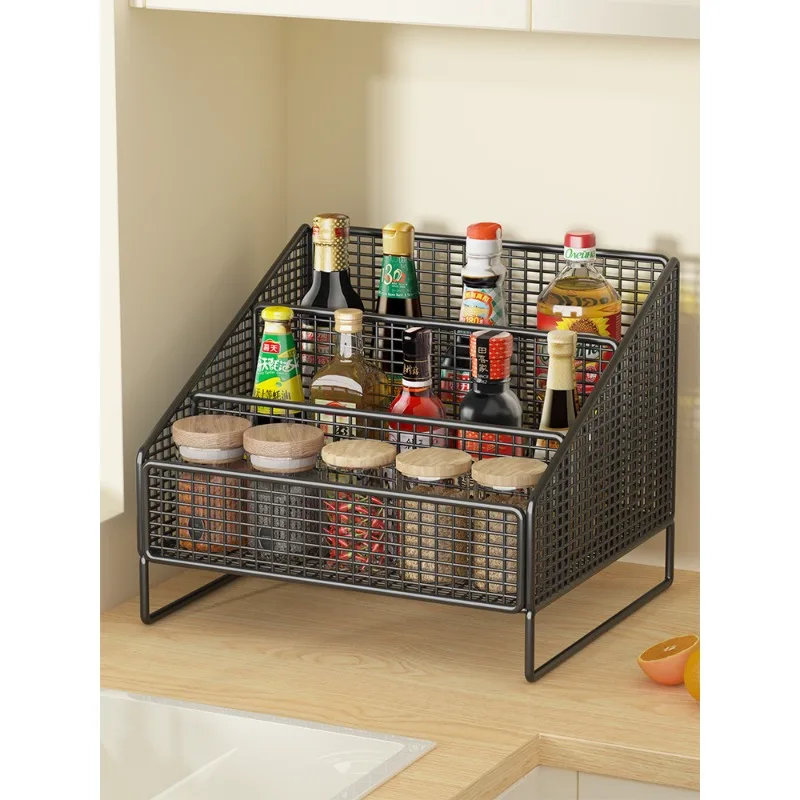 Spice shelf, kitchen utensils storage rack, household cup holder, countertop, multi-functional