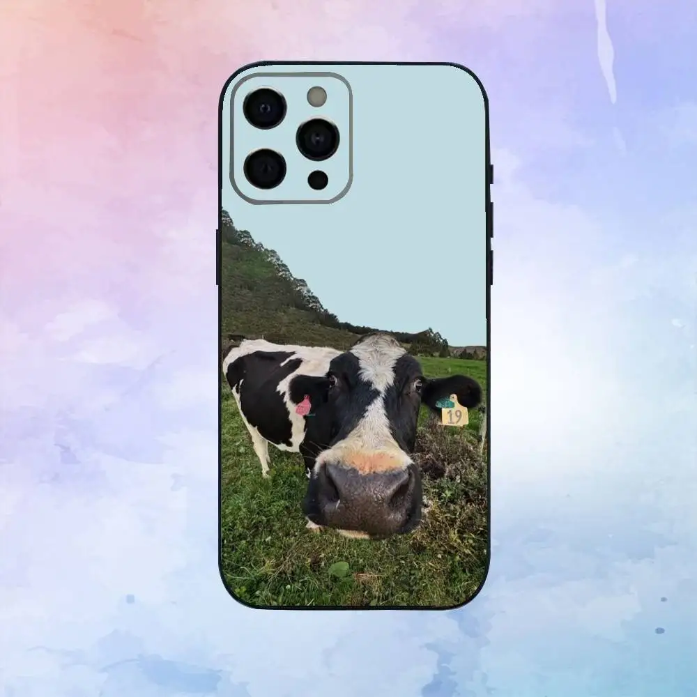 Flower Milk Dairy Cow Cows OX Phone Case  For iPhone17,16,15,14,13,12,11 Plus,Pro Max Soft Black Cover