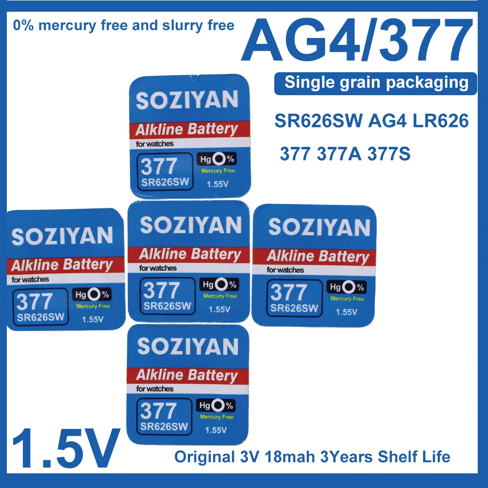 10-100Pcs 1.55V Cell  AG4 377 Button Batteries SR626SW SR626 177 626A LR66 Coin Cell Battery for Watch Toys Clock Remote