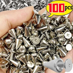 Round Cone Rivets Silver Metal Cone Studs Spikes Metal Double Cap Rivets DIY Clothes Shoes Bag Clothing Accessories Wholesale