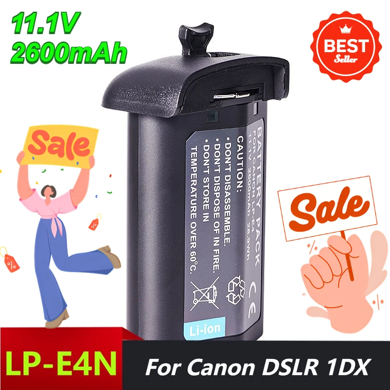 

11.1V 2600mAh for Canon LP-E4N Battery Camera Batteries for Canon DSLRs 1DX 1DX2 1Ds3 1D 1D4 Battery