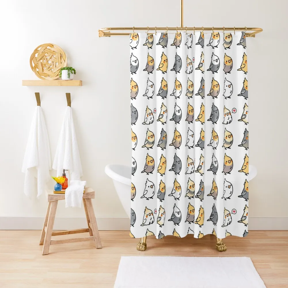 

Chubby Cockatiel Collection Shower Curtain Luxury Bathroom Waterproof Fabric Shower Anti-Mold Waterproof Shower Curtain