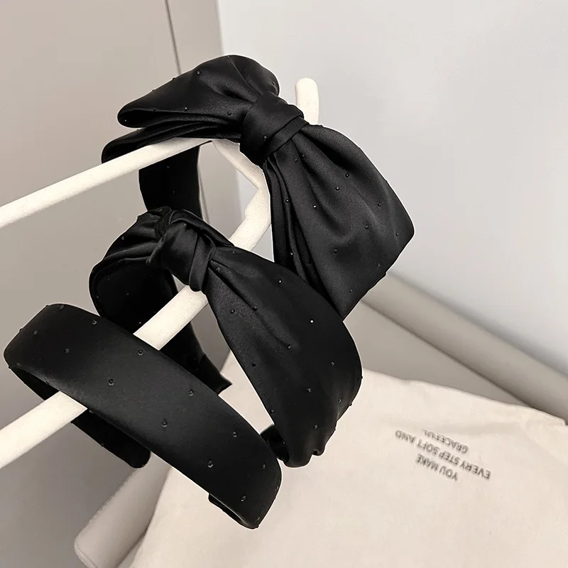 Boutique Simple All-Matching Graceful Elegant Black Diamond Headband Hair Accessories High-End Classic Style Wide Brim Hair Band