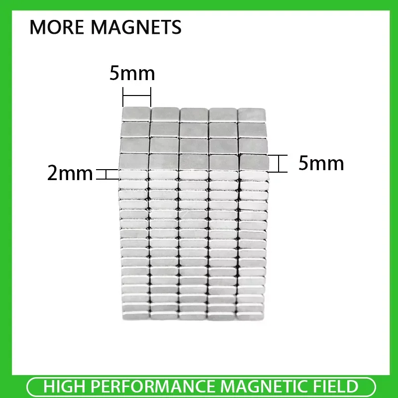 

Неодимовый Магнит 5x5x2 мм, 20 ~ 1000 шт., магниты NdFeB 5 мм x 5 мм x 2 мм, мощные постоянные магниты imanes