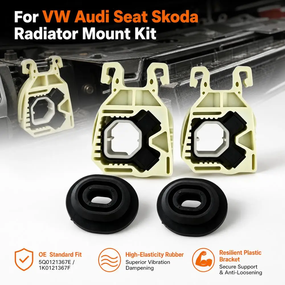 4Pcs Kit Upper Lower Radiator Rubber Mount For VW Audi Seat Skoda Radiator Bracket Mount Set 5Q0121367D