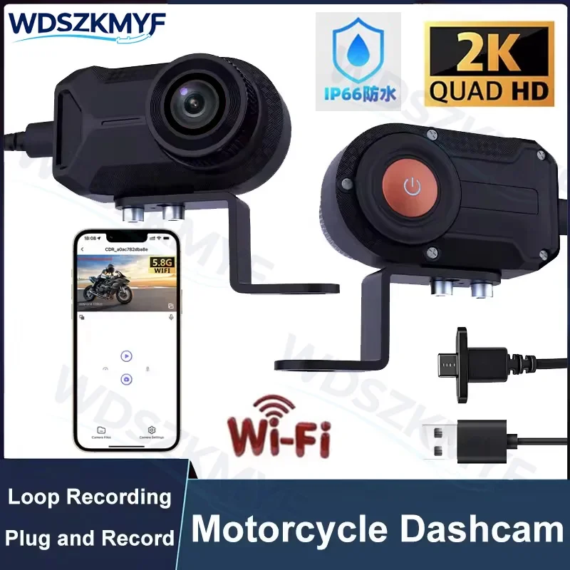

2026 2K QHD Motorcycle Driving WIFI IP66 Waterproof Dash Cam DVR Front Camera Bicycle Motorcycl CameraMountain Electric Bike