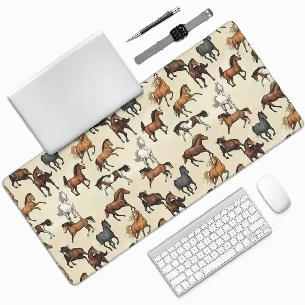 Pôr do sol cavalo padrão grande mouse pad teclado do computador mouse tapete gamer computador portátil tapete de mesa acessórios de escritório tapetes de mesa