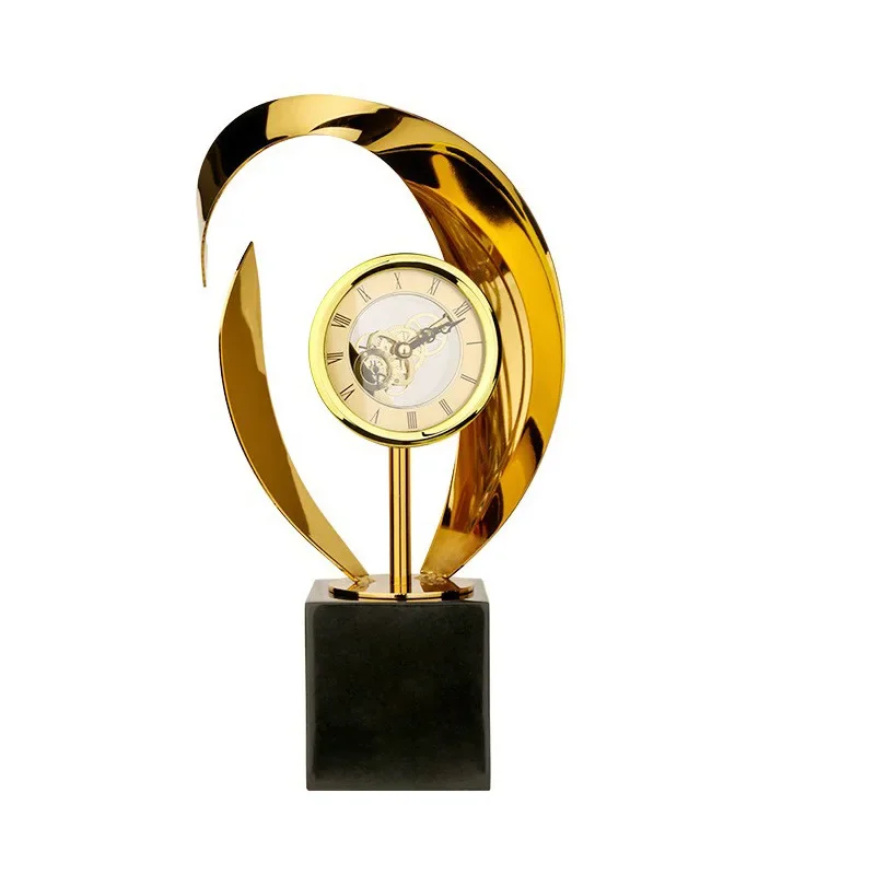 

Light luxury alloy sun and moon shell crystal watch ornament, high-end creative home