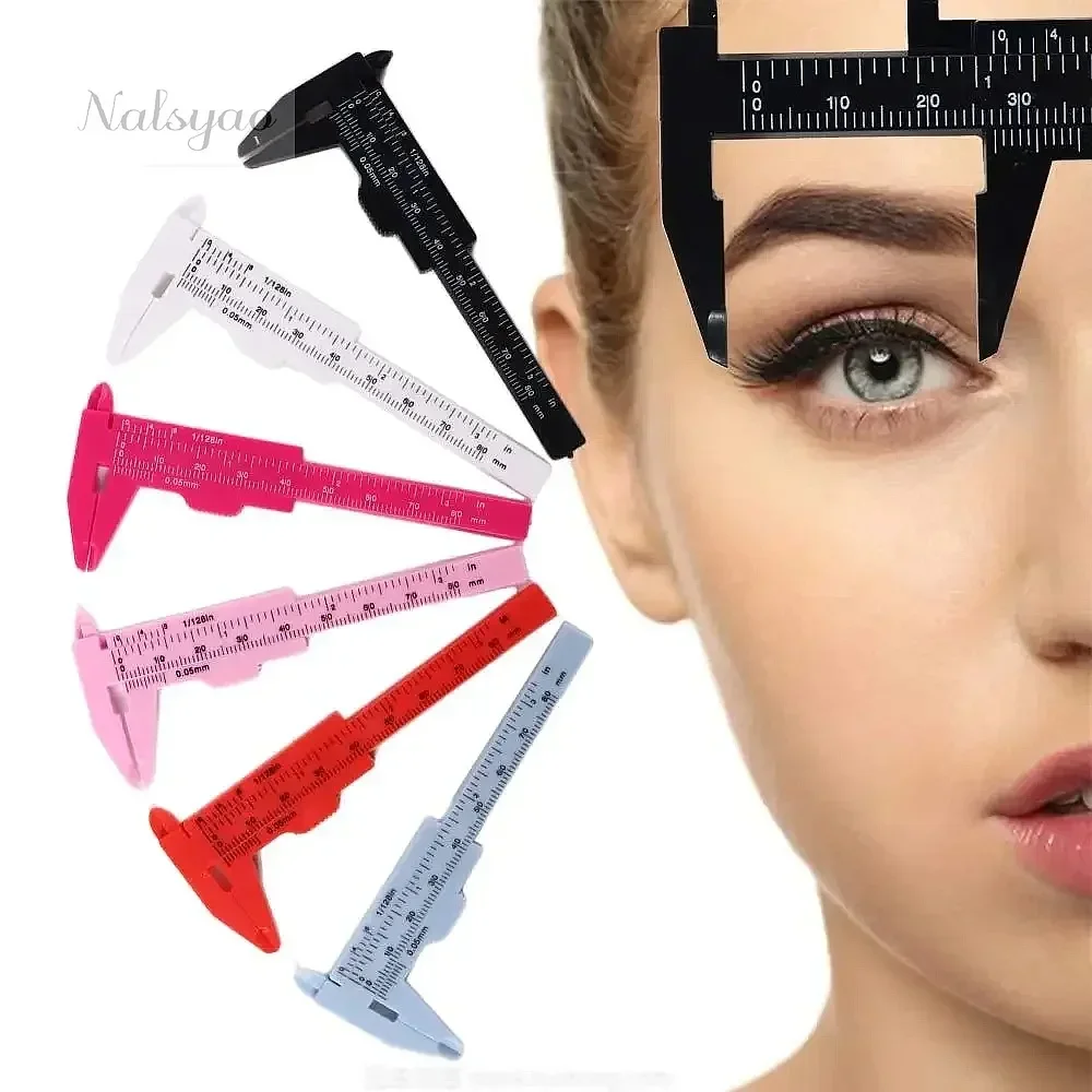 Portable 80mm Plastic Eyebrow Measuring Caliper Tattoo Microblading Ruler Permanent Makeup Measurement