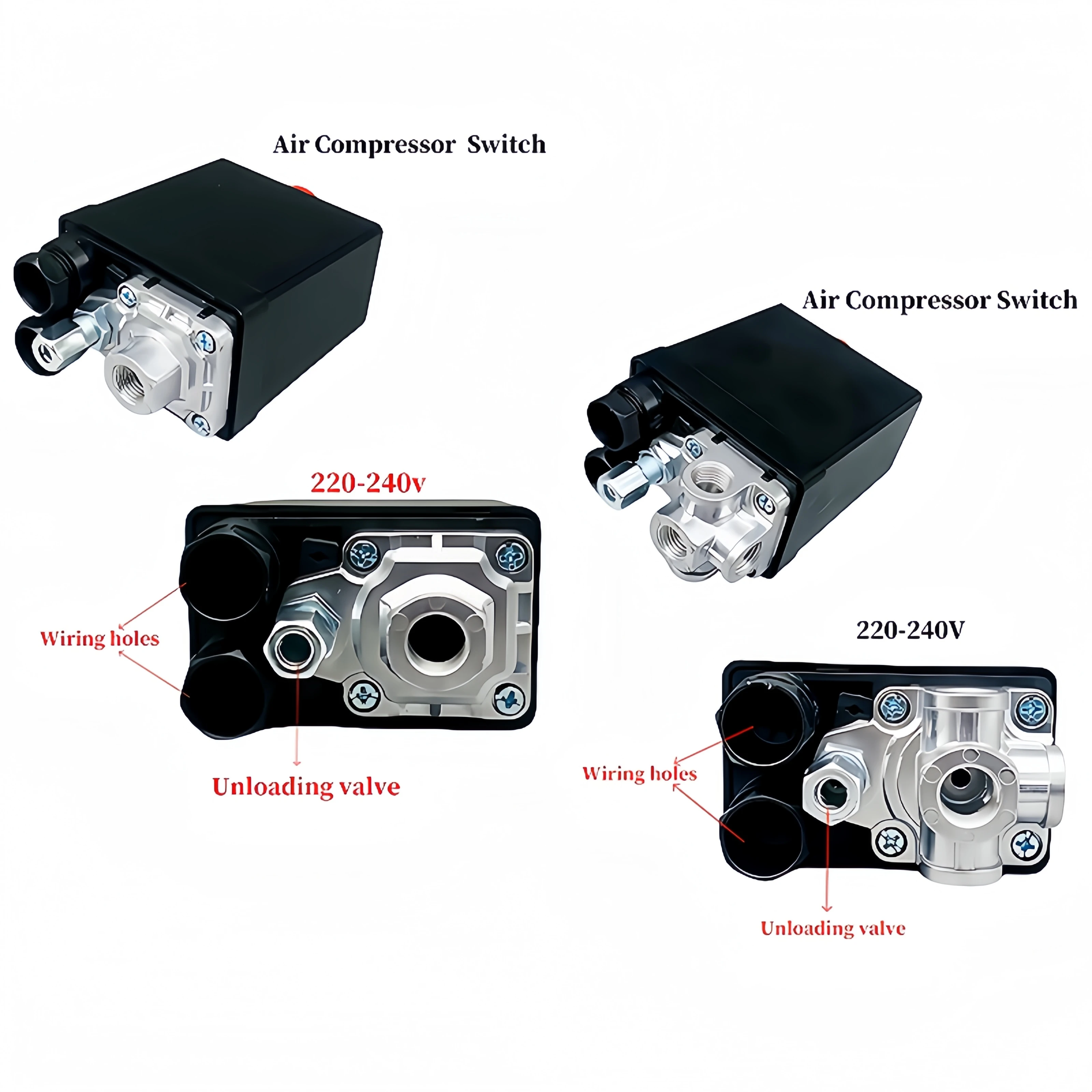 1-4 منفذ ضاغط الهواء مفتاح ضغط 90-120psi التلقائي مفتاح ضغط الهواء ضواغط الهواء الكهربائية أداة ملحق #2
