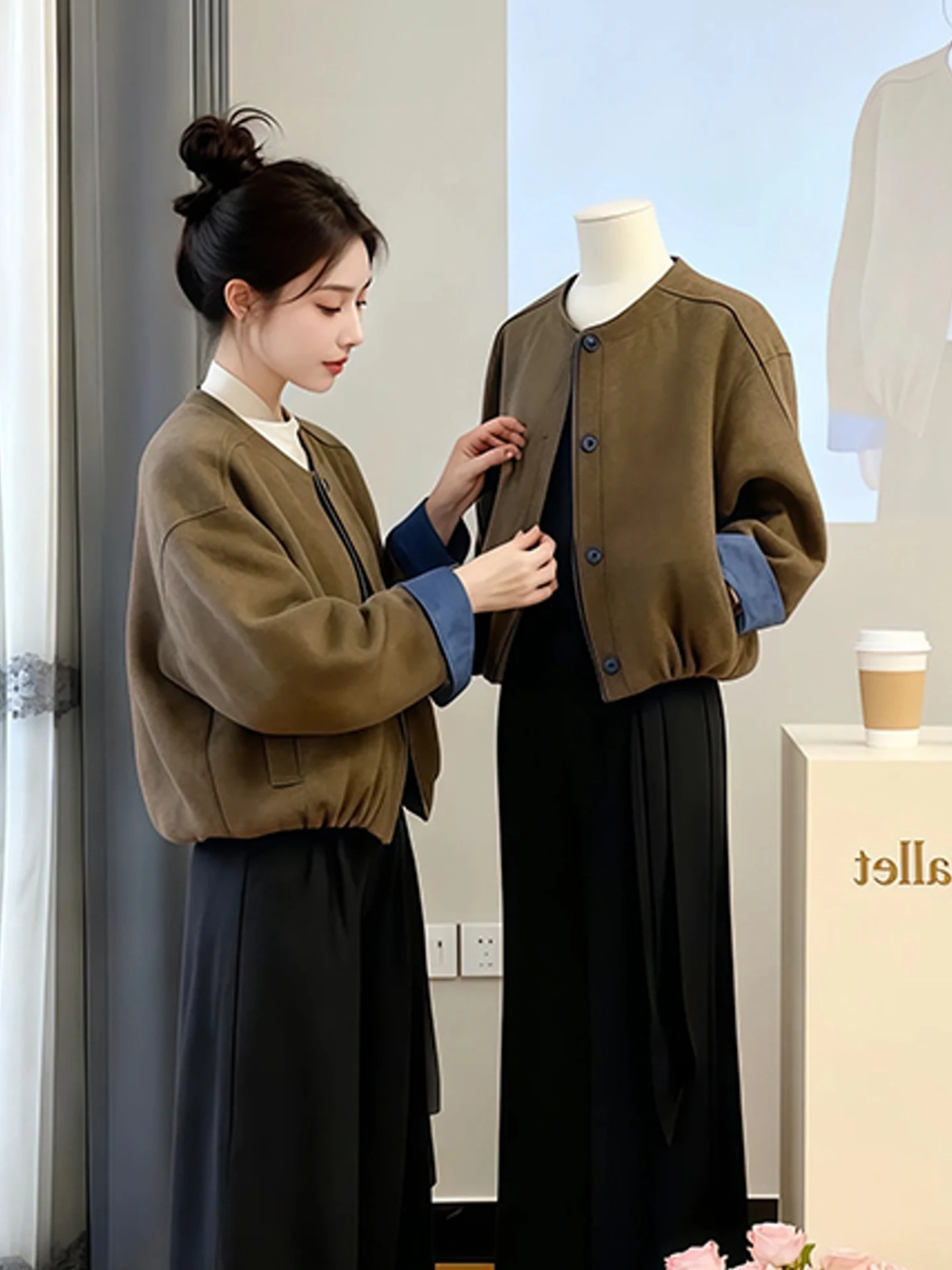 

Антивозрастная уникальная утягивающая женская верхняя одежда Long Sve, осенне-зимняя цветная блузка, простой роскошный кардиган, поездка на работу, мода