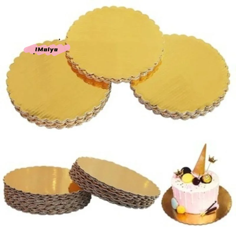 10Pcs Cake Boards with White/Golden Rings 6/8/10/12 Inch Cardboard Baking Cake Base Suitable for Home Bakery Business