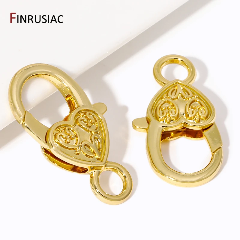 Wholesale 18K Gold Plated Big Lobster Clasps Connnector,Zinc Alloy Heart Lobster Clasps For DIY Jewelry Making Accessories