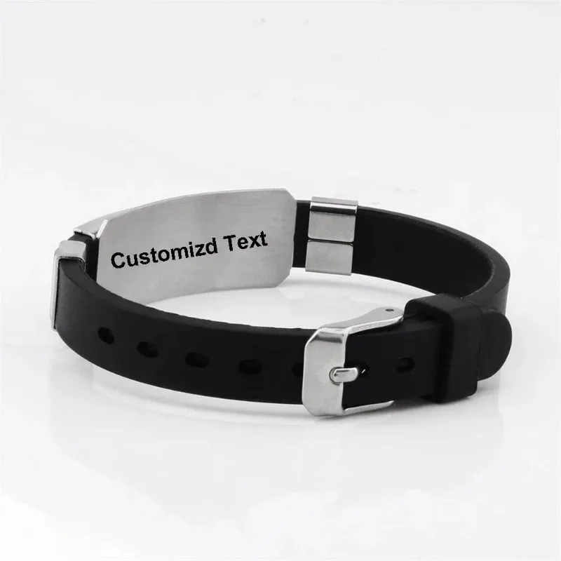 Diabetic Silicone Bracelets Customized DIY Alert ID Bracelet  Adjustable Length ICE Wristband for Men Woman Kids