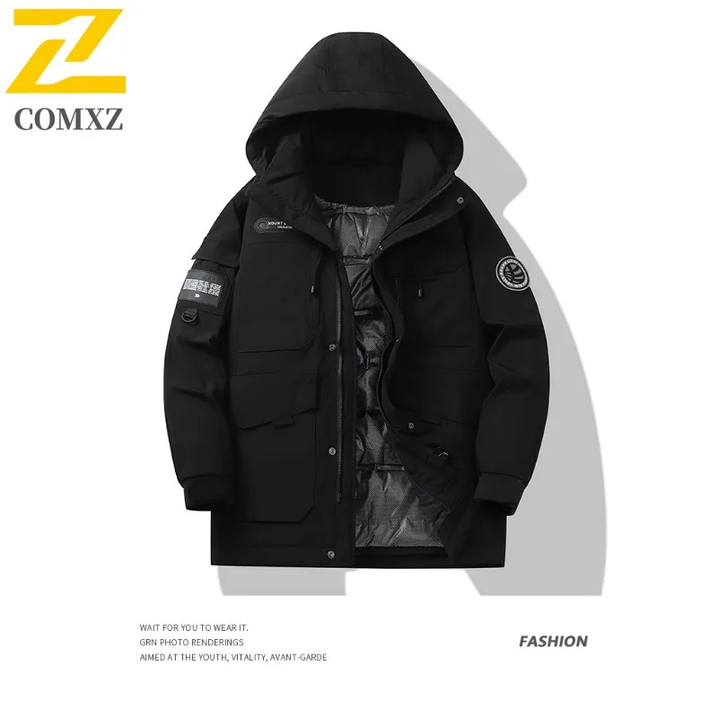 COMXZ الرجال الشتاء سترة 2025 الشتاء العمل استكشاف التنزه مقاوم للماء التخييم باركر معطف عالية الجودة تسلق سترات مبطنة