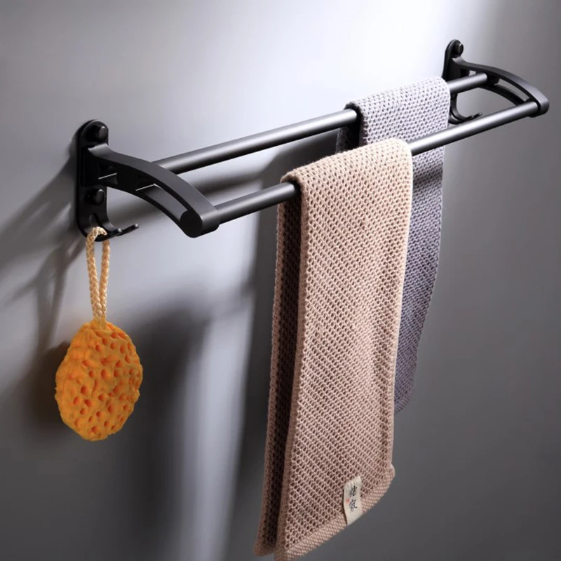 BECOLA Aluminum Bathroom Accessories Black Towel Rack Towel Ring Hair Dryer Holder Wall Mounted Toilet Paper Holder Soap Basket image 3